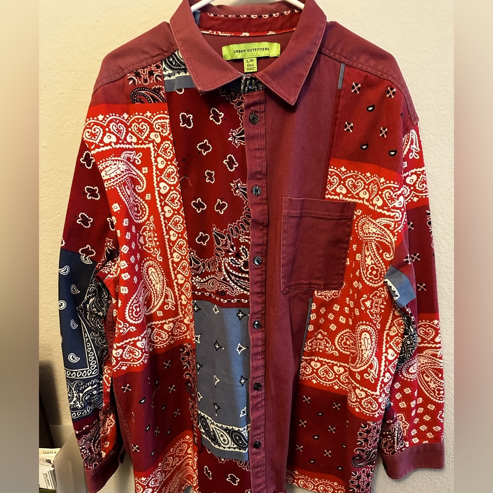 Urban Outfitters Patchwork Bandana Button Down Shirt Overshirt Shacket
